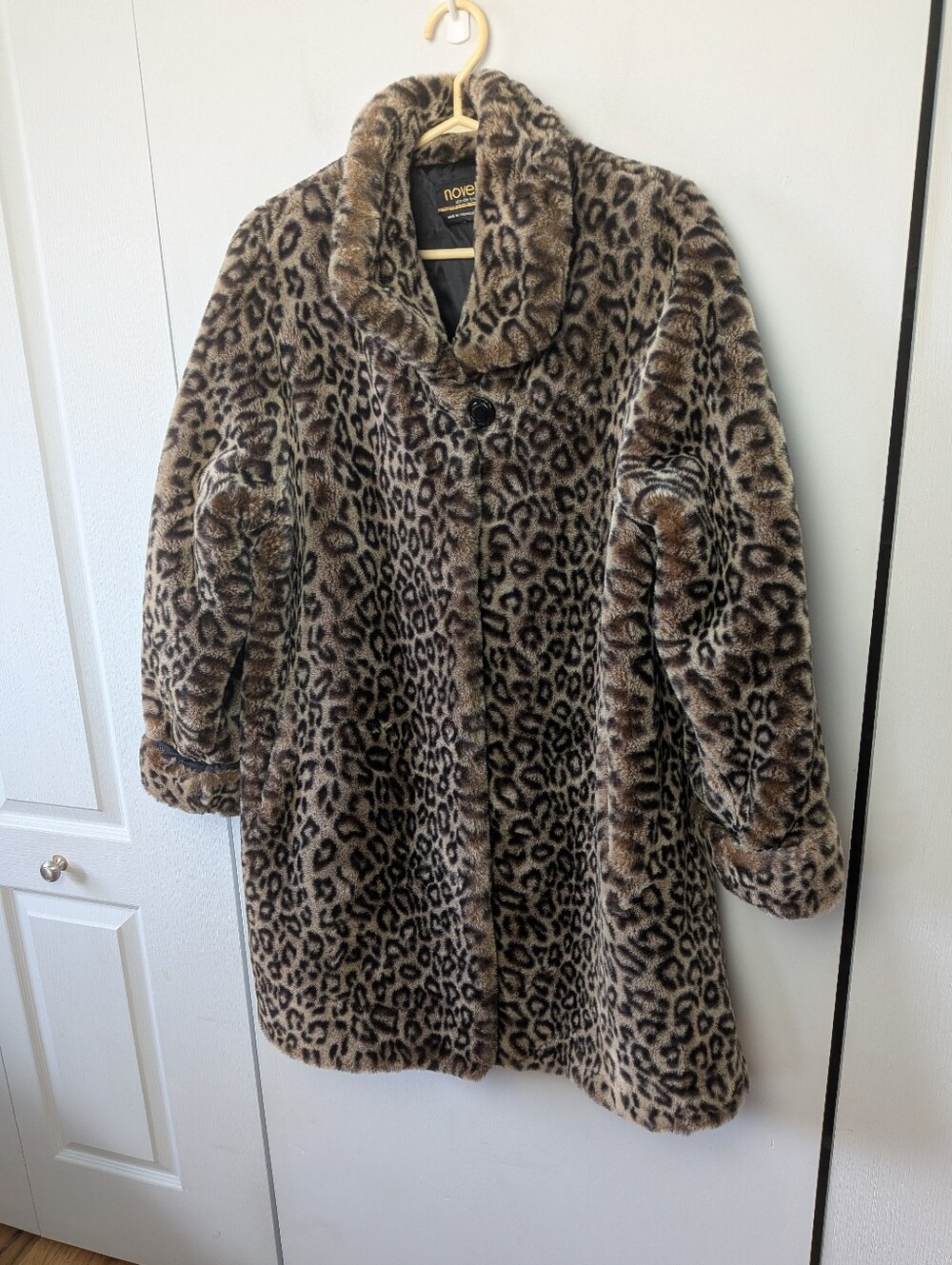 VINTAGE LEOPARD Novelti Winter Coat Women Size ? Pockets Super Soft Faux Fur